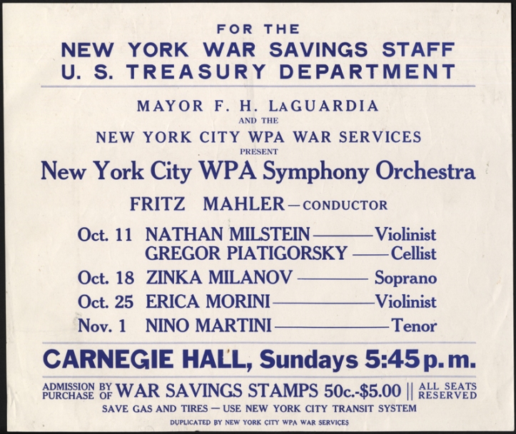 A New York City WPA Orchestra flyer